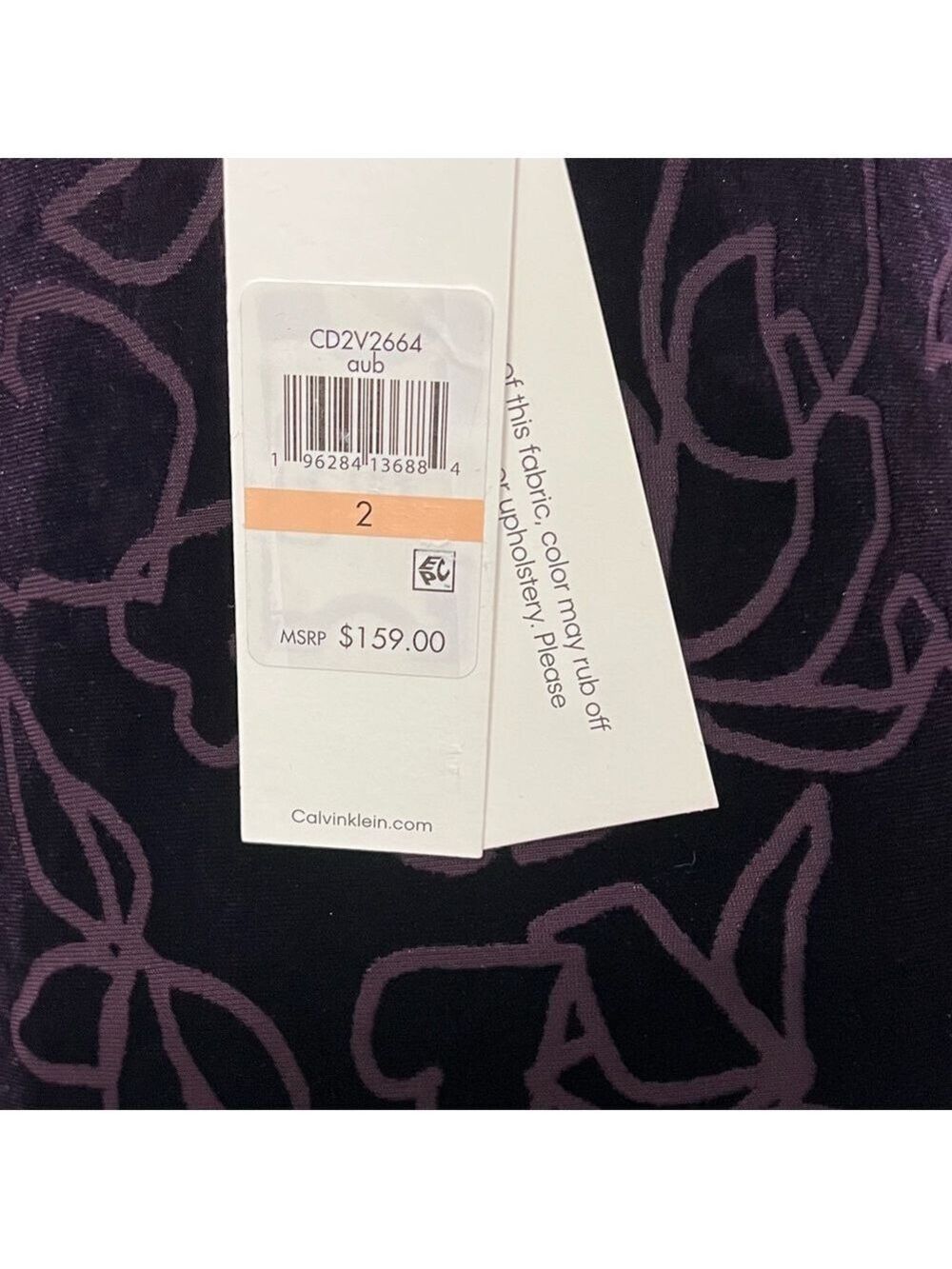 π©ποΈ NWT $159 Calvin Klein Purple Short V-Neck Ruffled Hem Faux Wrap Velvet Dress - Picture 10 of 14